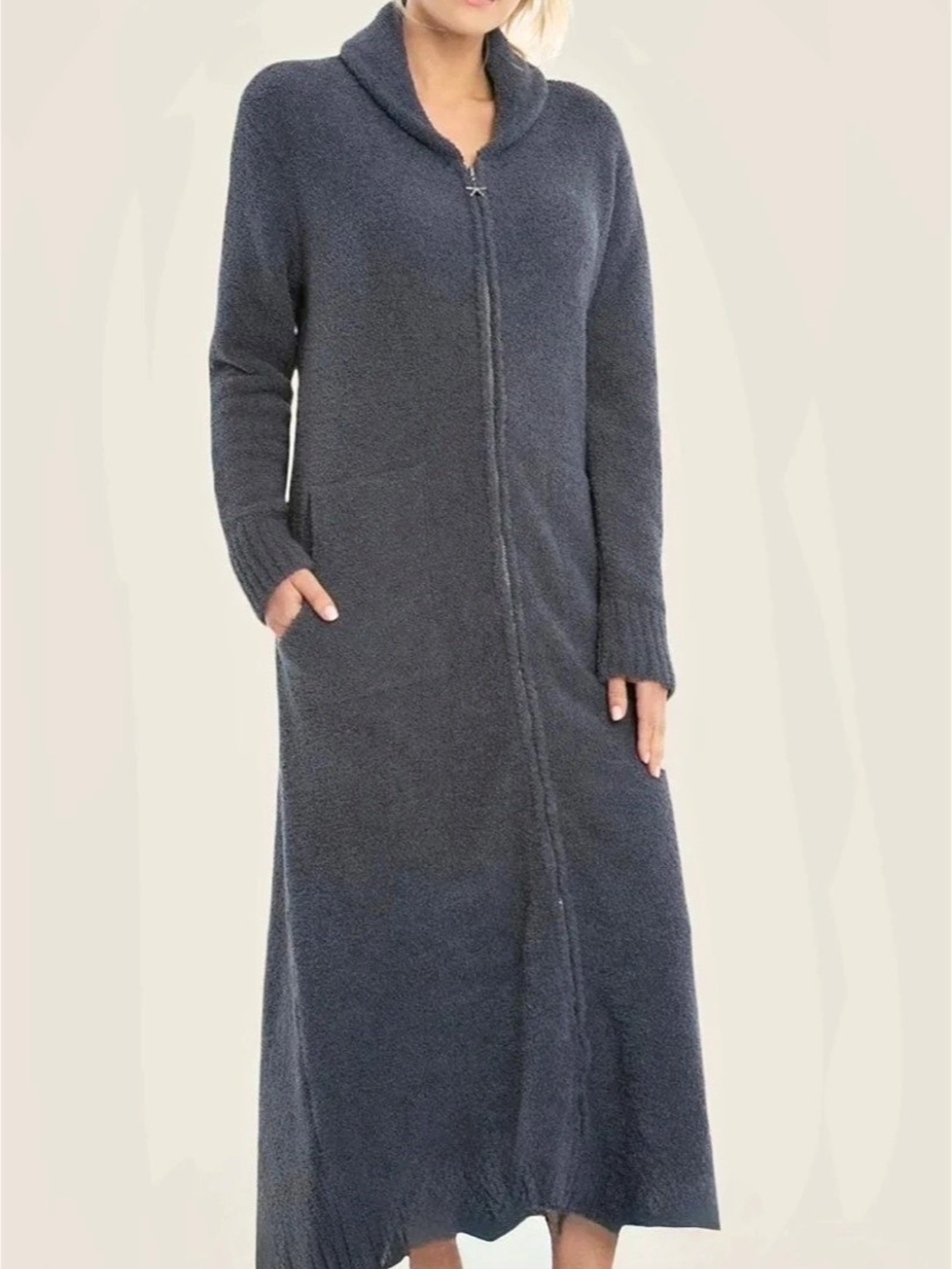 Barefoot Dreams CozyChic Knit Long Cardigan Long Zip Cardigan Gray S/M